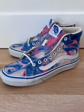 NEW Vans Sk8-Hi Liquid Blue Pink Cream Shoes Size 3.5US Men's / 5US Wmns